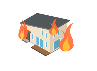 家が燃えているのイラスト