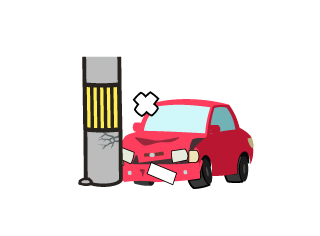 車を電信柱にぶつけたイラスト
