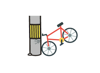 自転車を電信柱にぶつけたイラスト